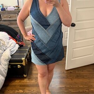Free People patches of denim mini dress